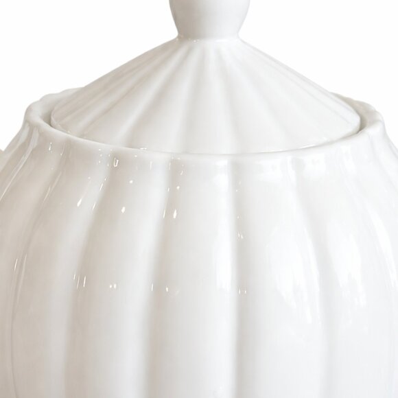 White Fluted Porcelain Teapot w/ Scalloped Rim | New Old Stock - Picture 4 of 8